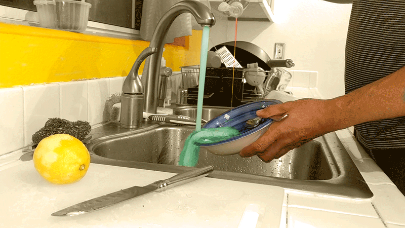 Cinemagraph of Running water and dish detergent, Created with Adobe Photoshop