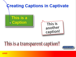 Captivate Training in Los Angeles - Add Captions, change captions types