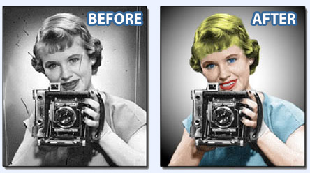 Retouching Old Photos, Digital Plastic Surgery, Coloring Black and White images in our Photoshop Level 2 Training