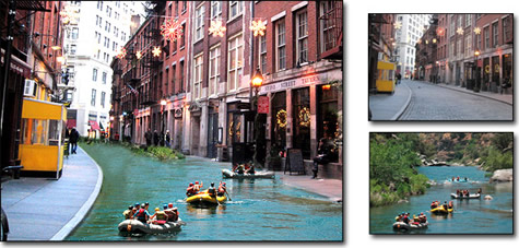 Photoshop Image Compositing - River Rafting in the City