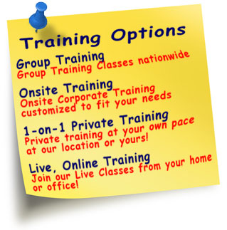 Why Train With headTrix Training? Group TrainingGroup Training Classes nationwide
Onsite TrainingOnsite Corporate Trainingcustomized to fit your needs
1-on-1 Private TrainingPrivate training at your own paceat our location or yours!
Live, Online Training
Join our Live Classes from your homeor office! 
