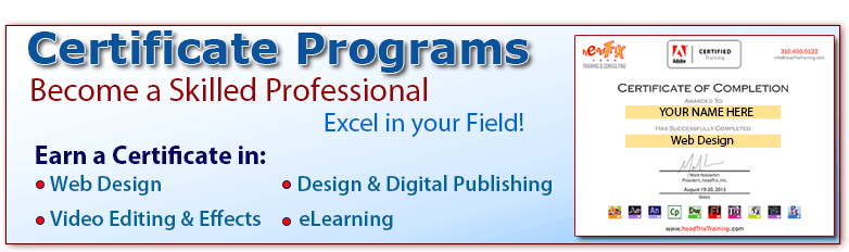 Certificate Programs in Web Design, Video Editing & Efects, Print Design, and eLearning | Become a skilled Professional, Excel in your field!