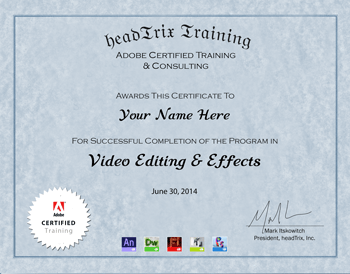 Certificate in Video Editing and Effects